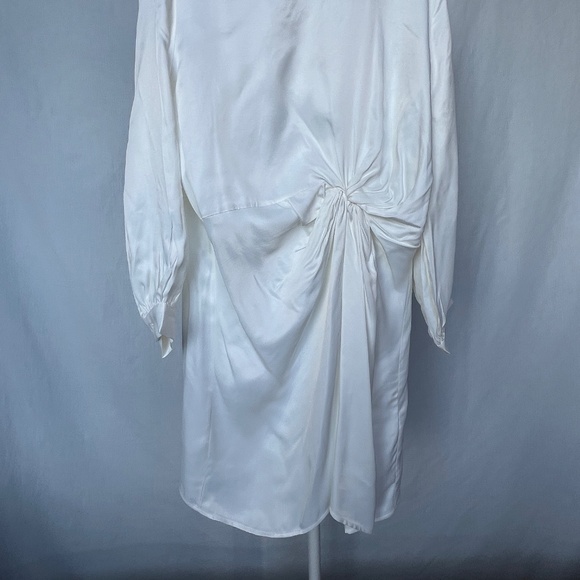 Zara ivory white (S) high-neck, long-sleeve, silky satin tunic, BNWOT. - Picture 3 of 15
